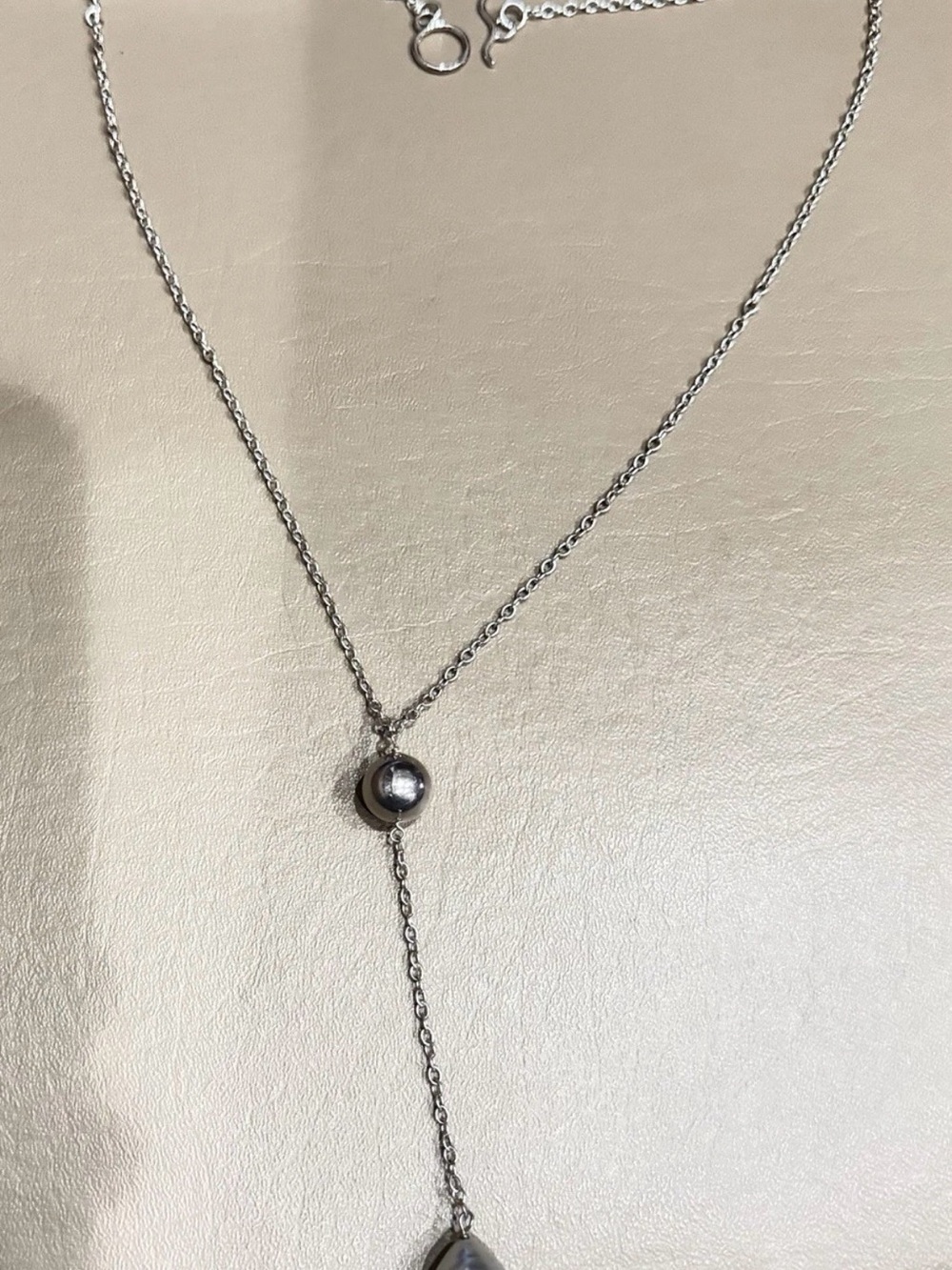 925 STERLING SILVER BAROQUE FAUX PEARL PENDANT 24in CHAIN W/ 5in Y-DROP NECKLACE